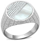 MATS233 - Rhodium 925 Sterling Silver Ring with Precious Stone Conch in Aurora Borealis (Rainbow Effect)