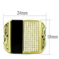 MATS236 - Gold 925 Sterling Silver Ring with Semi-Precious Onyx in Jet