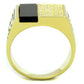 MATS236 - Gold 925 Sterling Silver Ring with Semi-Precious Onyx in Jet
