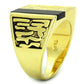 MATS236 - Gold 925 Sterling Silver Ring with Semi-Precious Onyx in Jet