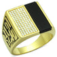 MATS236 - Gold 925 Sterling Silver Ring with Semi-Precious Onyx in Jet