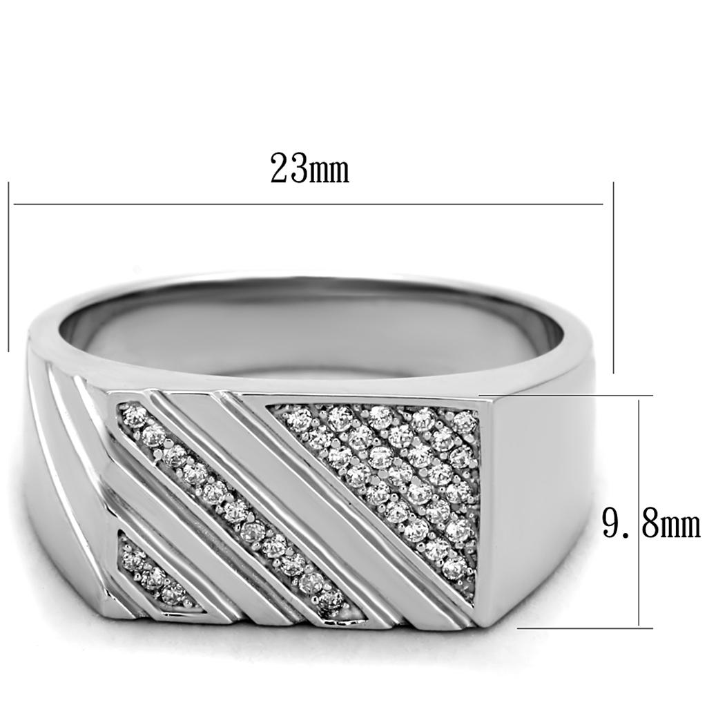 MATS240 - Rhodium 925 Sterling Silver Ring with AAA Grade CZ  in Clear