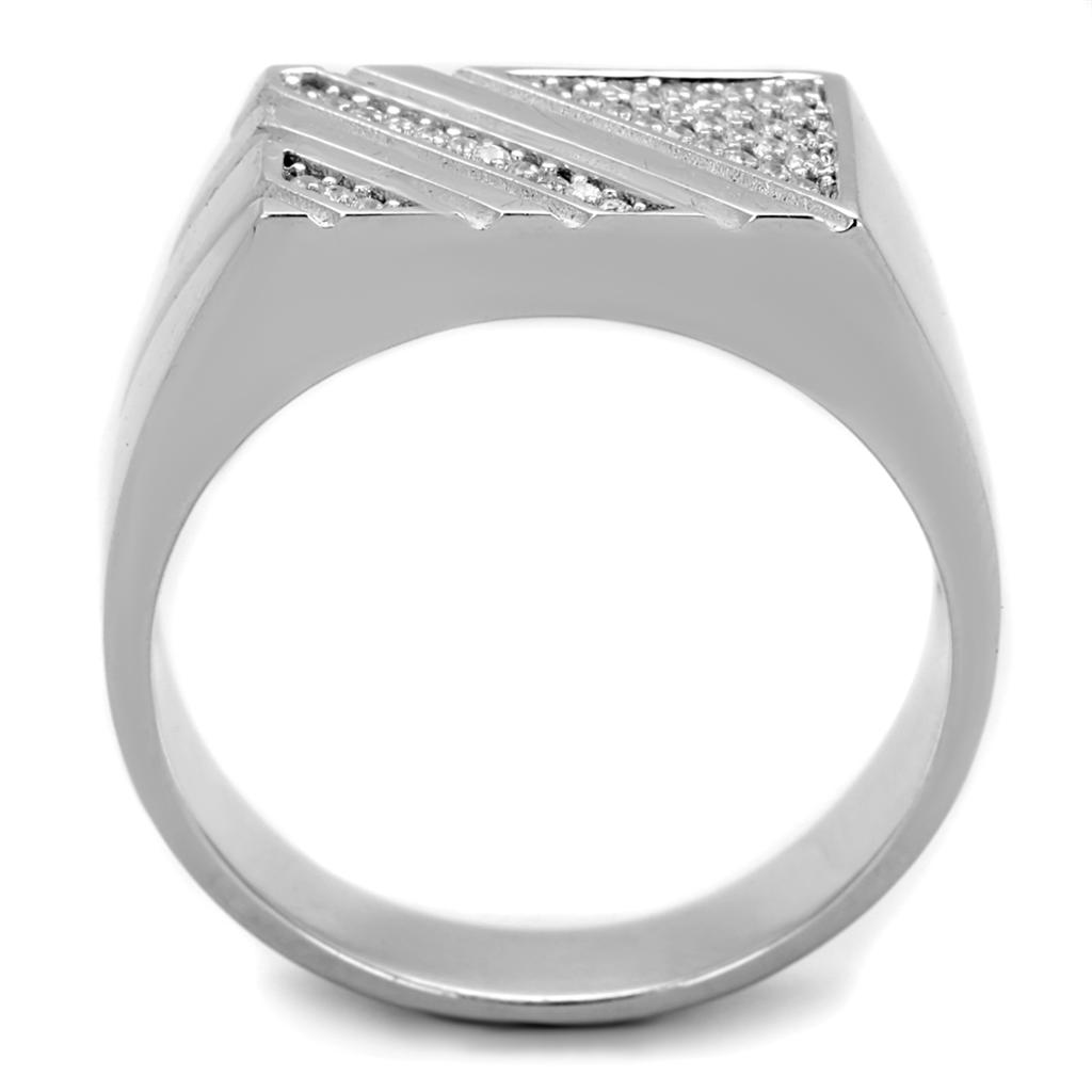 MATS240 - Rhodium 925 Sterling Silver Ring with AAA Grade CZ  in Clear