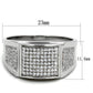 MATS241 - Rhodium 925 Sterling Silver Ring with AAA Grade CZ  in Clear