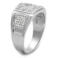 MATS241 - Rhodium 925 Sterling Silver Ring with AAA Grade CZ  in Clear