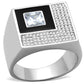 MATS242 - Rhodium 925 Sterling Silver Ring with AAA Grade CZ  in Clear