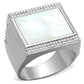 MATS243 - Rhodium 925 Sterling Silver Ring with Precious Stone Conch in White
