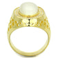 MATS244 - Gold 925 Sterling Silver Ring with Synthetic Cat Eye in White