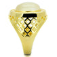 MATS244 - Gold 925 Sterling Silver Ring with Synthetic Cat Eye in White