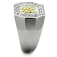 MATS246 - Reverse Two-Tone 925 Sterling Silver Ring with AAA Grade CZ  in Clear
