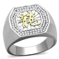 MATS246 - Reverse Two-Tone 925 Sterling Silver Ring with AAA Grade CZ  in Clear