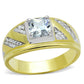 MATS247 - Gold+Rhodium 925 Sterling Silver Ring with AAA Grade CZ  in Clear