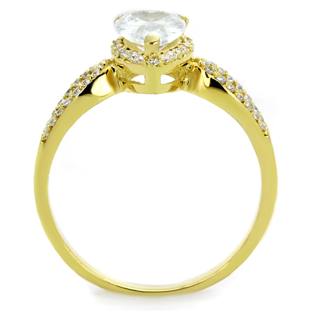 MATS248 - Gold 925 Sterling Silver Ring with AAA Grade CZ  in Clear