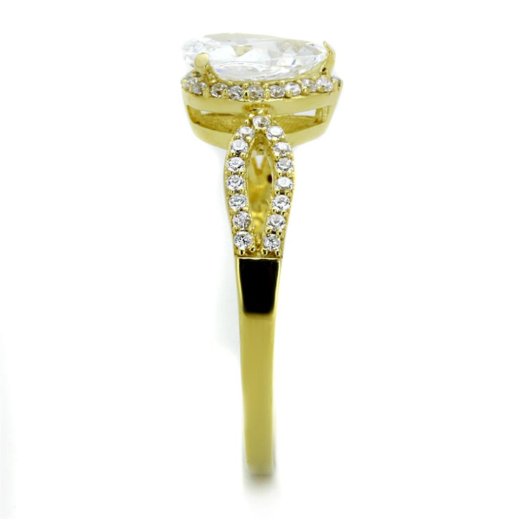 MATS248 - Gold 925 Sterling Silver Ring with AAA Grade CZ  in Clear