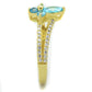 MATS249 - Gold 925 Sterling Silver Ring with AAA Grade CZ  in Sea Blue