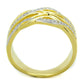 MATS253 - Gold+Rhodium 925 Sterling Silver Ring with AAA Grade CZ  in Clear