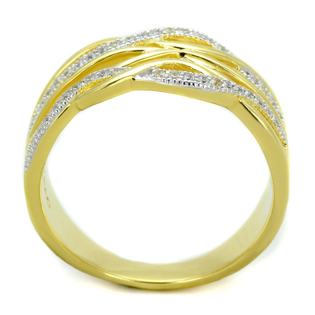 MATS253 - Gold+Rhodium 925 Sterling Silver Ring with AAA Grade CZ  in Clear