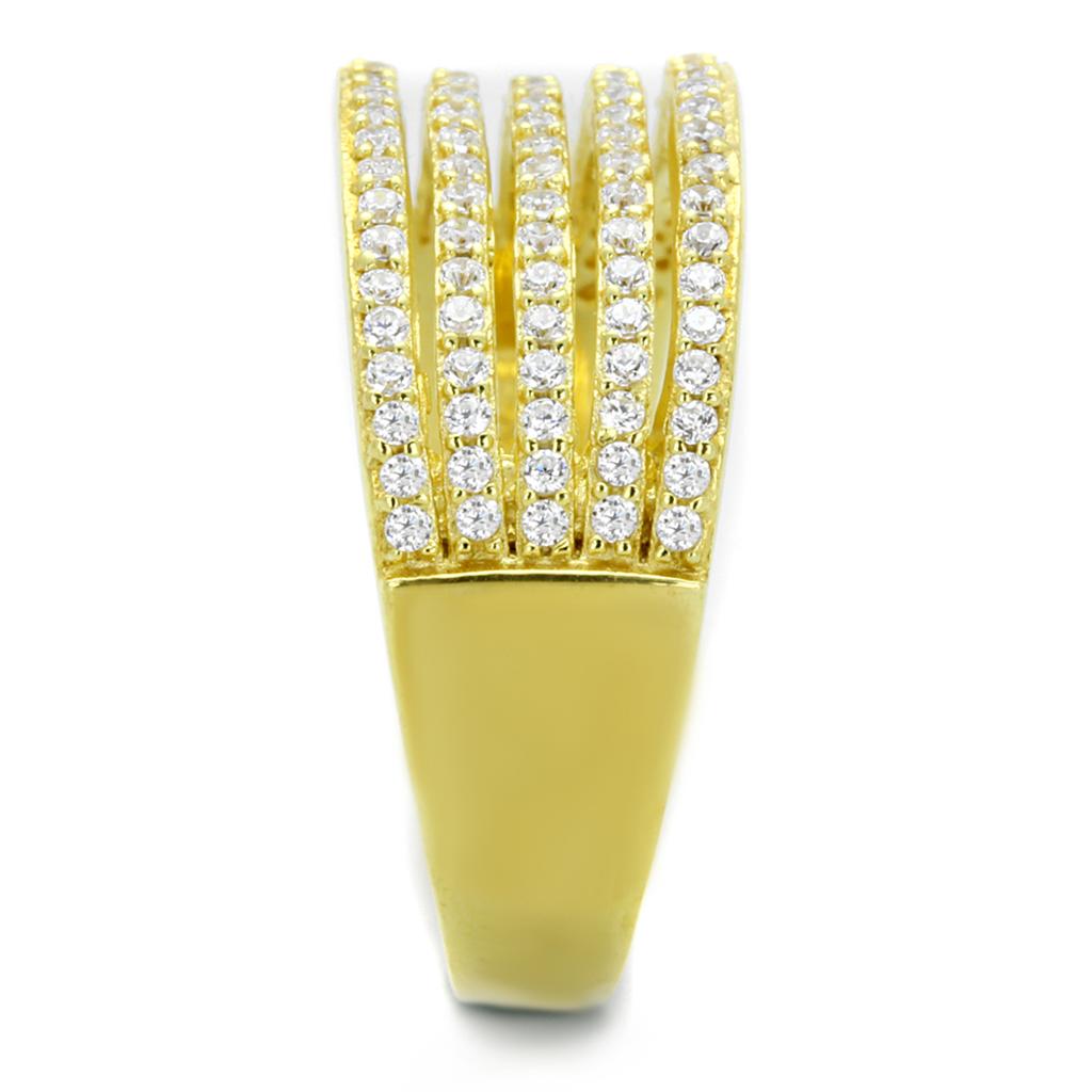MATS254 - Gold 925 Sterling Silver Ring with AAA Grade CZ  in Clear
