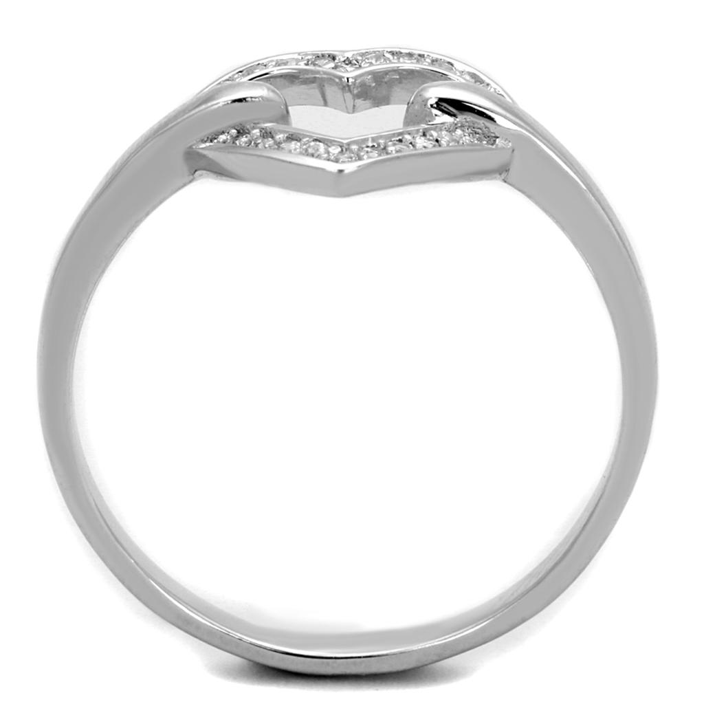 MATS256 - Rhodium 925 Sterling Silver Ring with AAA Grade CZ  in Clear