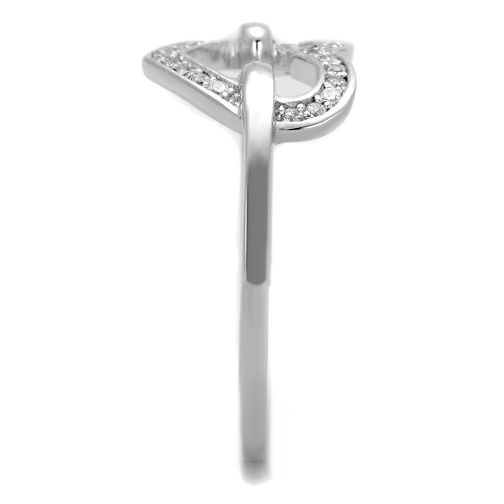 MATS256 - Rhodium 925 Sterling Silver Ring with AAA Grade CZ  in Clear