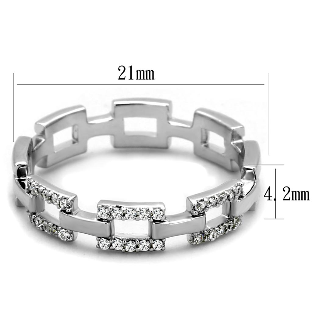 MATS257 - Rhodium 925 Sterling Silver Ring with AAA Grade CZ  in Clear