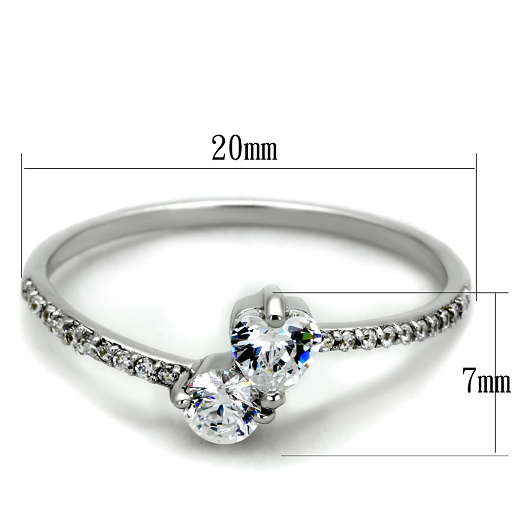 MATS258 - Rhodium 925 Sterling Silver Ring with AAA Grade CZ  in Clear