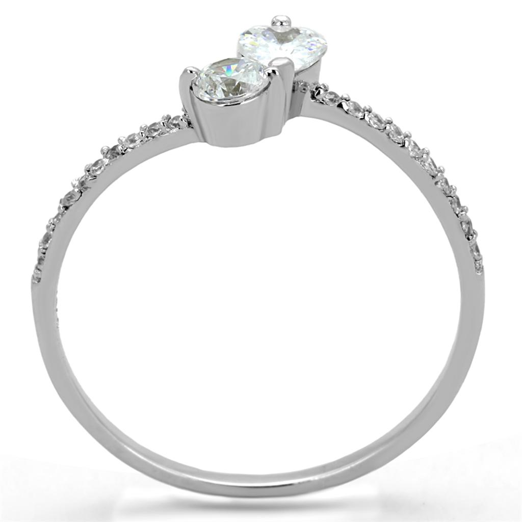 MATS258 - Rhodium 925 Sterling Silver Ring with AAA Grade CZ  in Clear