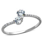 MATS258 - Rhodium 925 Sterling Silver Ring with AAA Grade CZ  in Clear