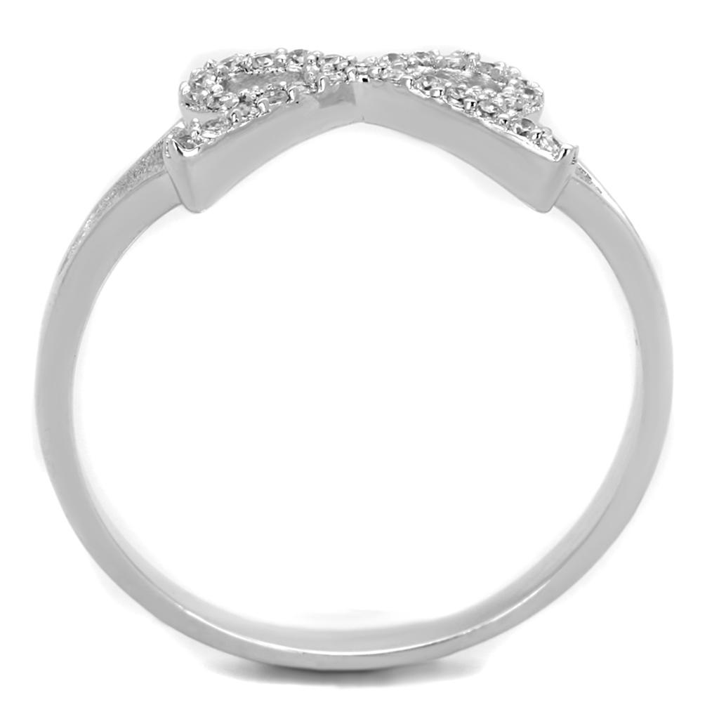 MATS259 - Rhodium 925 Sterling Silver Ring with AAA Grade CZ  in Clear