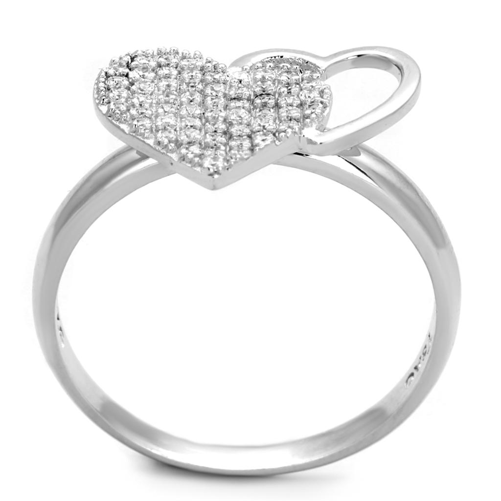 MATS260 - Rhodium 925 Sterling Silver Ring with AAA Grade CZ  in Clear