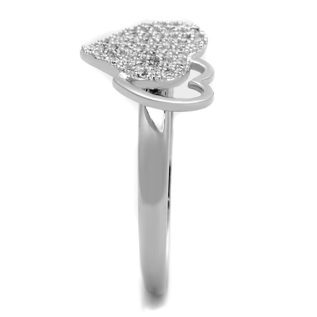 MATS260 - Rhodium 925 Sterling Silver Ring with AAA Grade CZ  in Clear