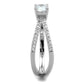 MATS261 - Rhodium 925 Sterling Silver Ring with AAA Grade CZ  in Clear