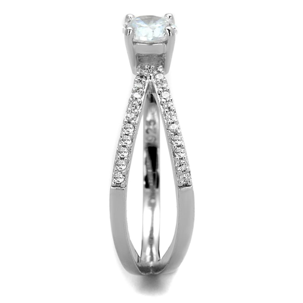 MATS261 - Rhodium 925 Sterling Silver Ring with AAA Grade CZ  in Clear