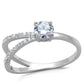 MATS261 - Rhodium 925 Sterling Silver Ring with AAA Grade CZ  in Clear