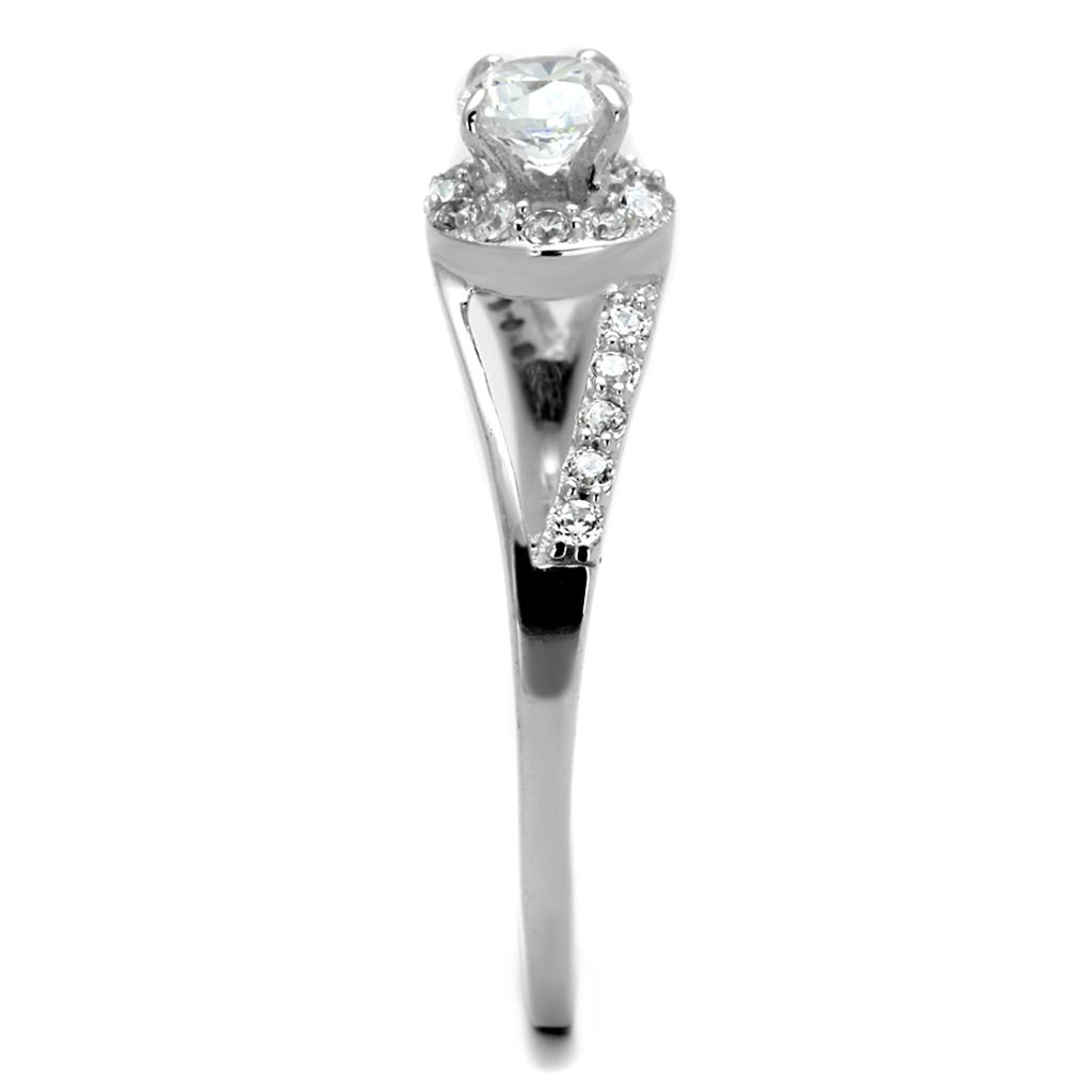 MATS263 - Rhodium 925 Sterling Silver Ring with AAA Grade CZ  in Clear