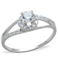 MATS263 - Rhodium 925 Sterling Silver Ring with AAA Grade CZ  in Clear