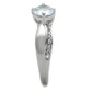 MATS264 - Rhodium 925 Sterling Silver Ring with AAA Grade CZ  in Clear