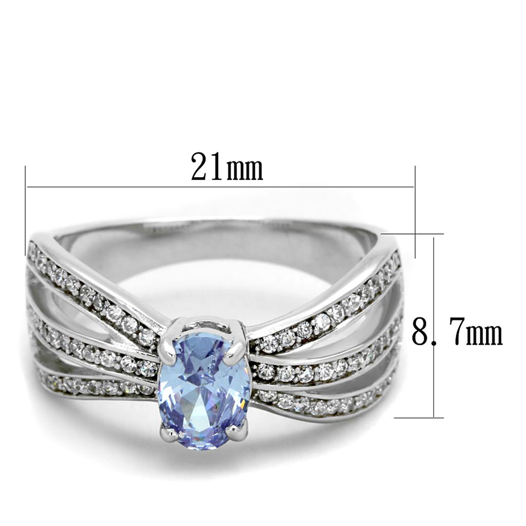 MATS265 - Rhodium 925 Sterling Silver Ring with AAA Grade CZ  in Light Amethyst