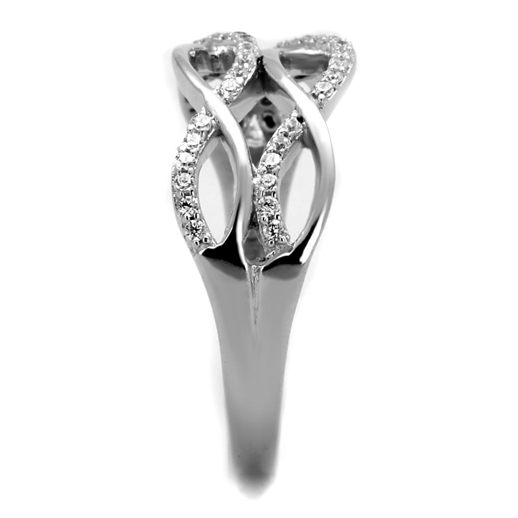 MATS266 - Rhodium 925 Sterling Silver Ring with AAA Grade CZ  in Clear