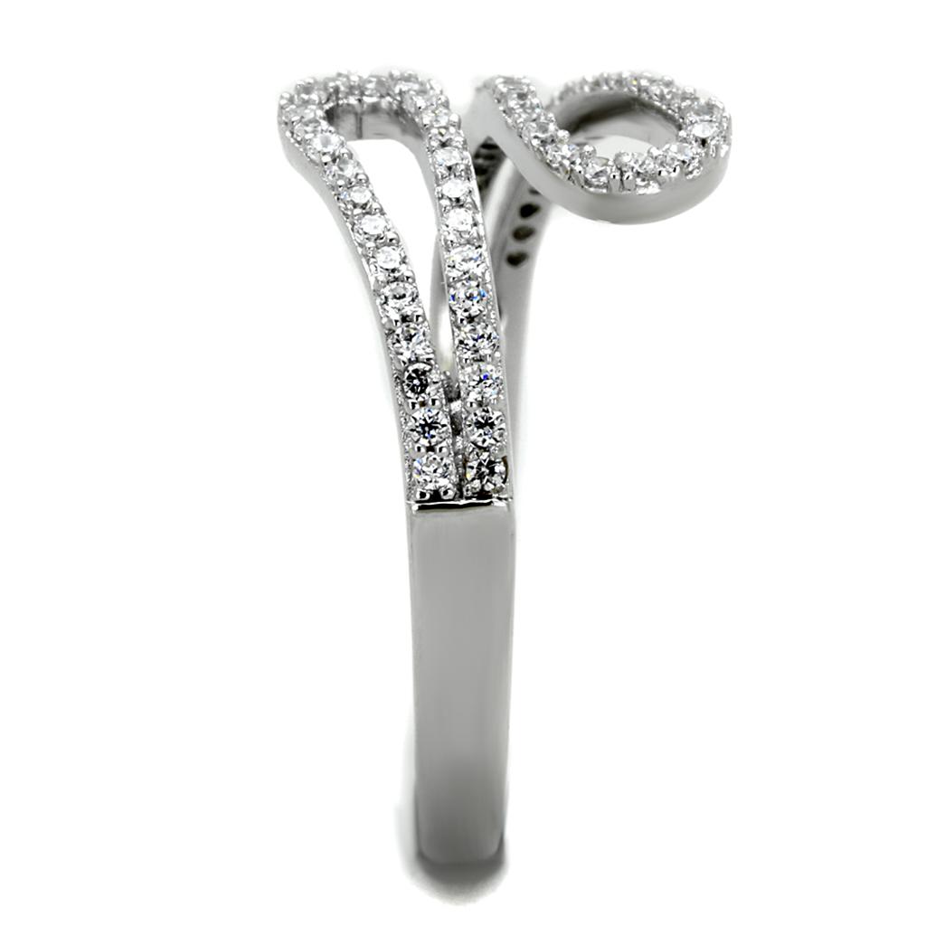 MATS267 - Rhodium 925 Sterling Silver Ring with AAA Grade CZ  in Clear