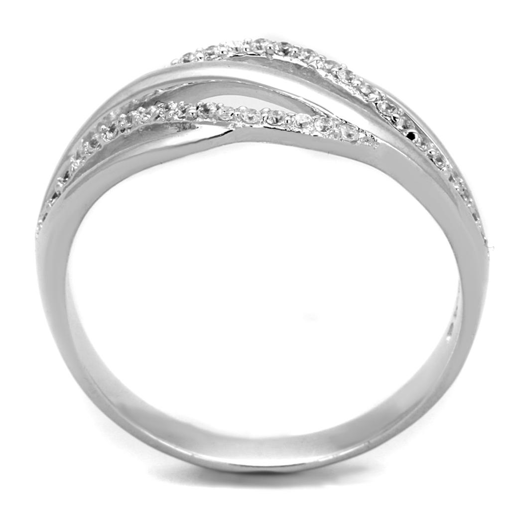 MATS268 - Rhodium 925 Sterling Silver Ring with AAA Grade CZ  in Clear
