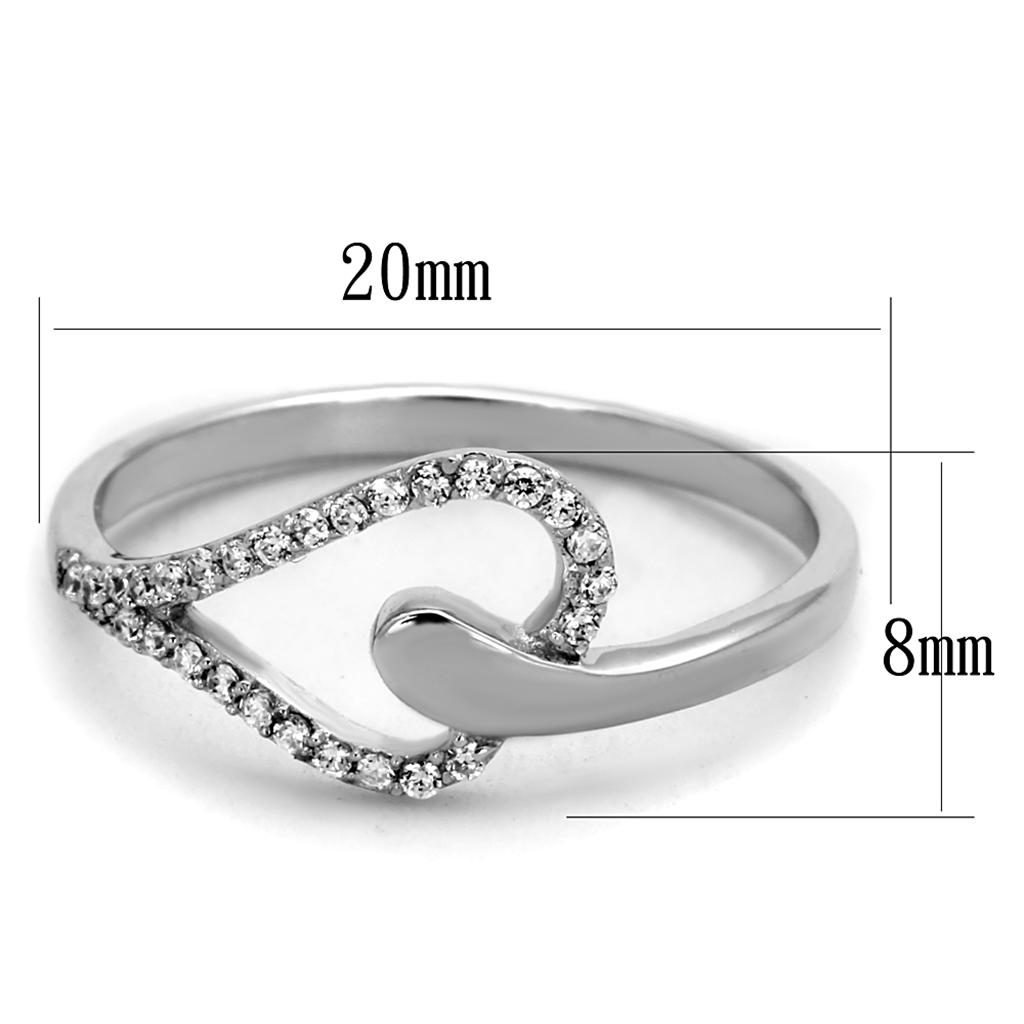 MATS269 - Rhodium 925 Sterling Silver Ring with AAA Grade CZ  in Clear