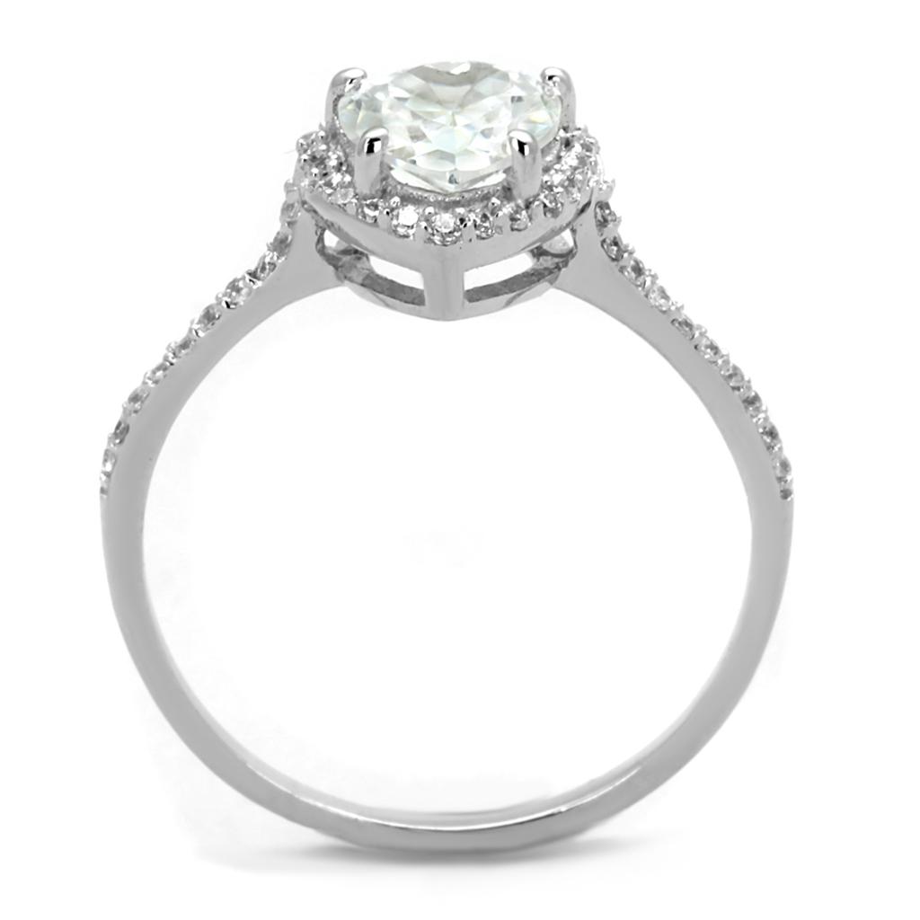 MATS270 - Rhodium 925 Sterling Silver Ring with AAA Grade CZ  in Clear