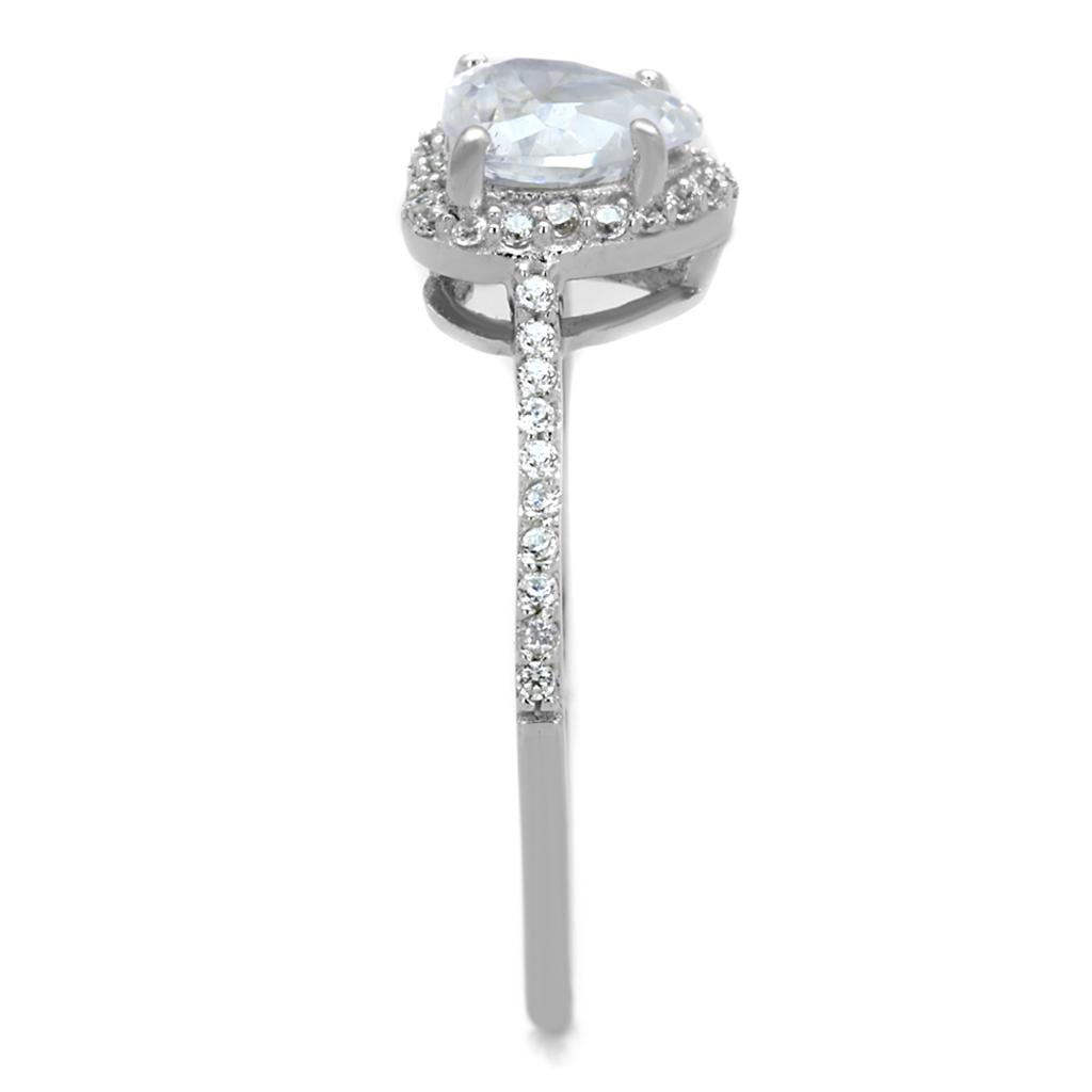 MATS270 - Rhodium 925 Sterling Silver Ring with AAA Grade CZ  in Clear