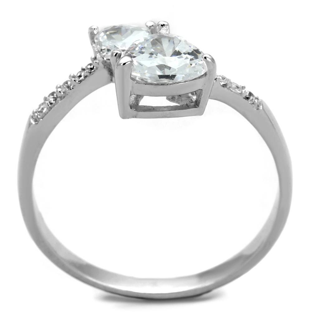 MATS271 - Rhodium 925 Sterling Silver Ring with AAA Grade CZ  in Clear