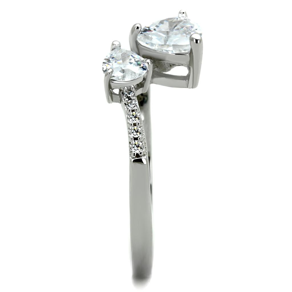 MATS271 - Rhodium 925 Sterling Silver Ring with AAA Grade CZ  in Clear
