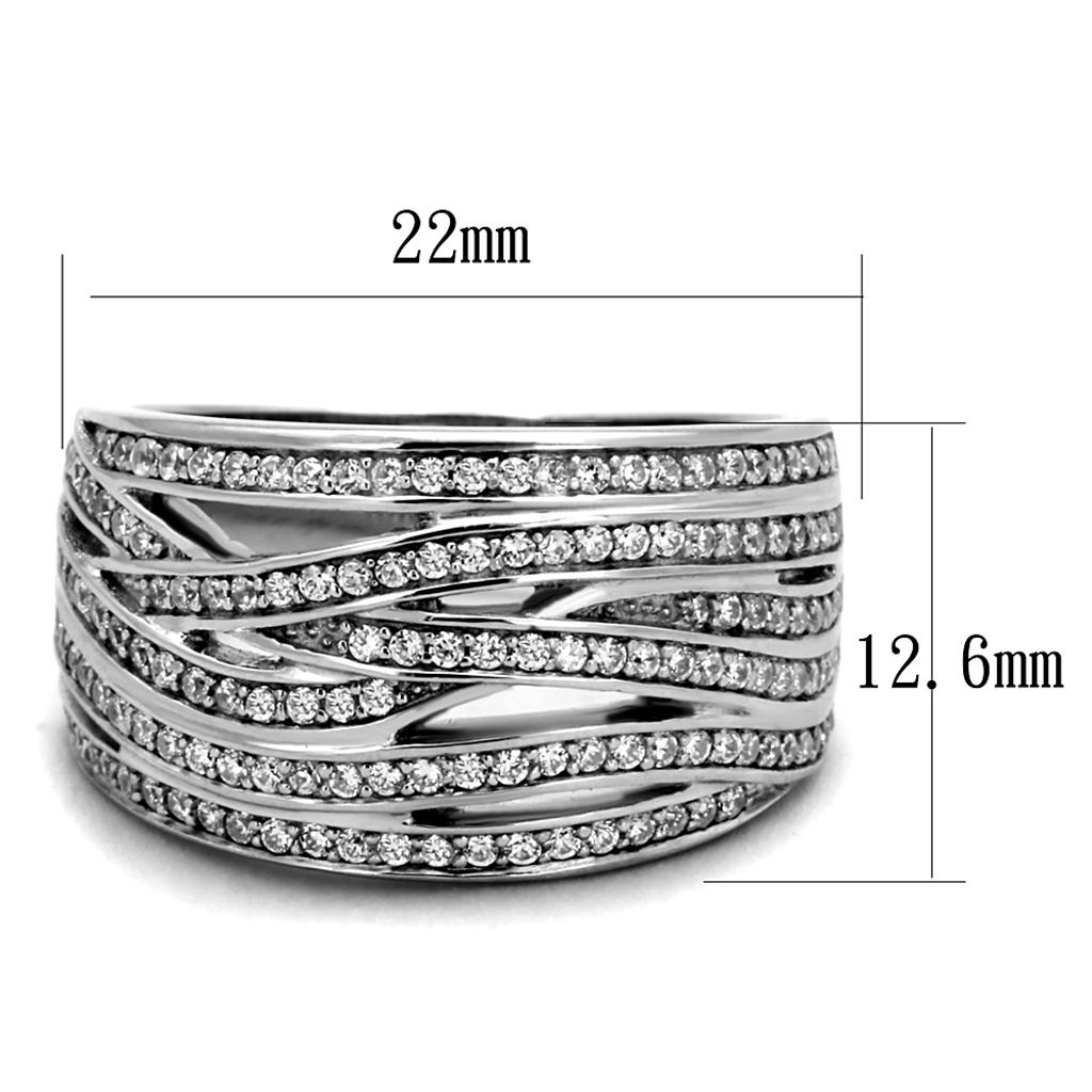 MATS274 - Rhodium 925 Sterling Silver Ring with AAA Grade CZ  in Clear