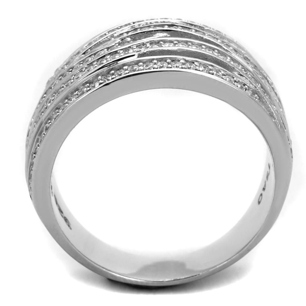 MATS274 - Rhodium 925 Sterling Silver Ring with AAA Grade CZ  in Clear