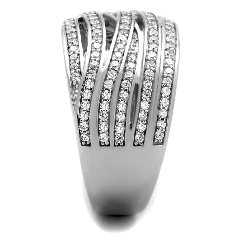 MATS274 - Rhodium 925 Sterling Silver Ring with AAA Grade CZ  in Clear