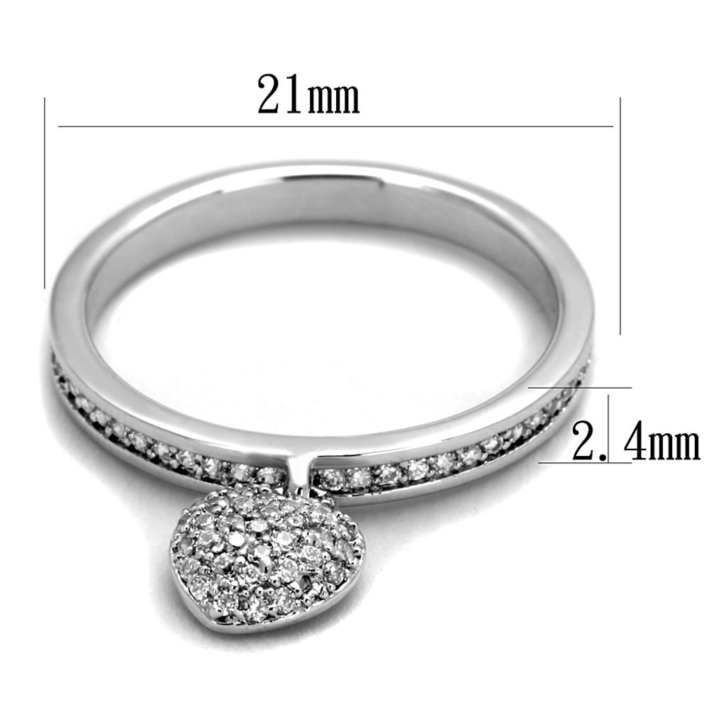 MATS275 - Rhodium 925 Sterling Silver Ring with AAA Grade CZ  in Clear
